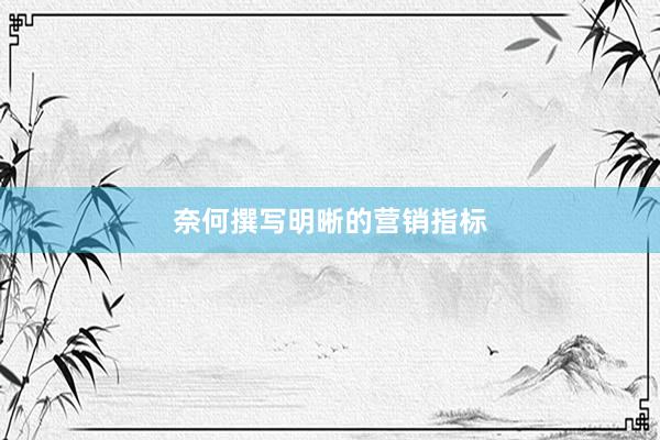 奈何撰写明晰的营销指标